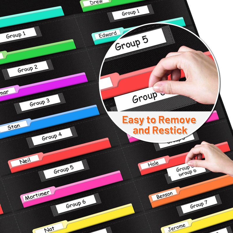 AKAYOK Hanging File Folders for Legal/Letter Size, 30-Pocket Wall File Organizer Black Pocket Chart for Classroom, Office, and Home â€“ Perfect for Assignments, Document, Scrapbooks, Mail and Papers - Image 4